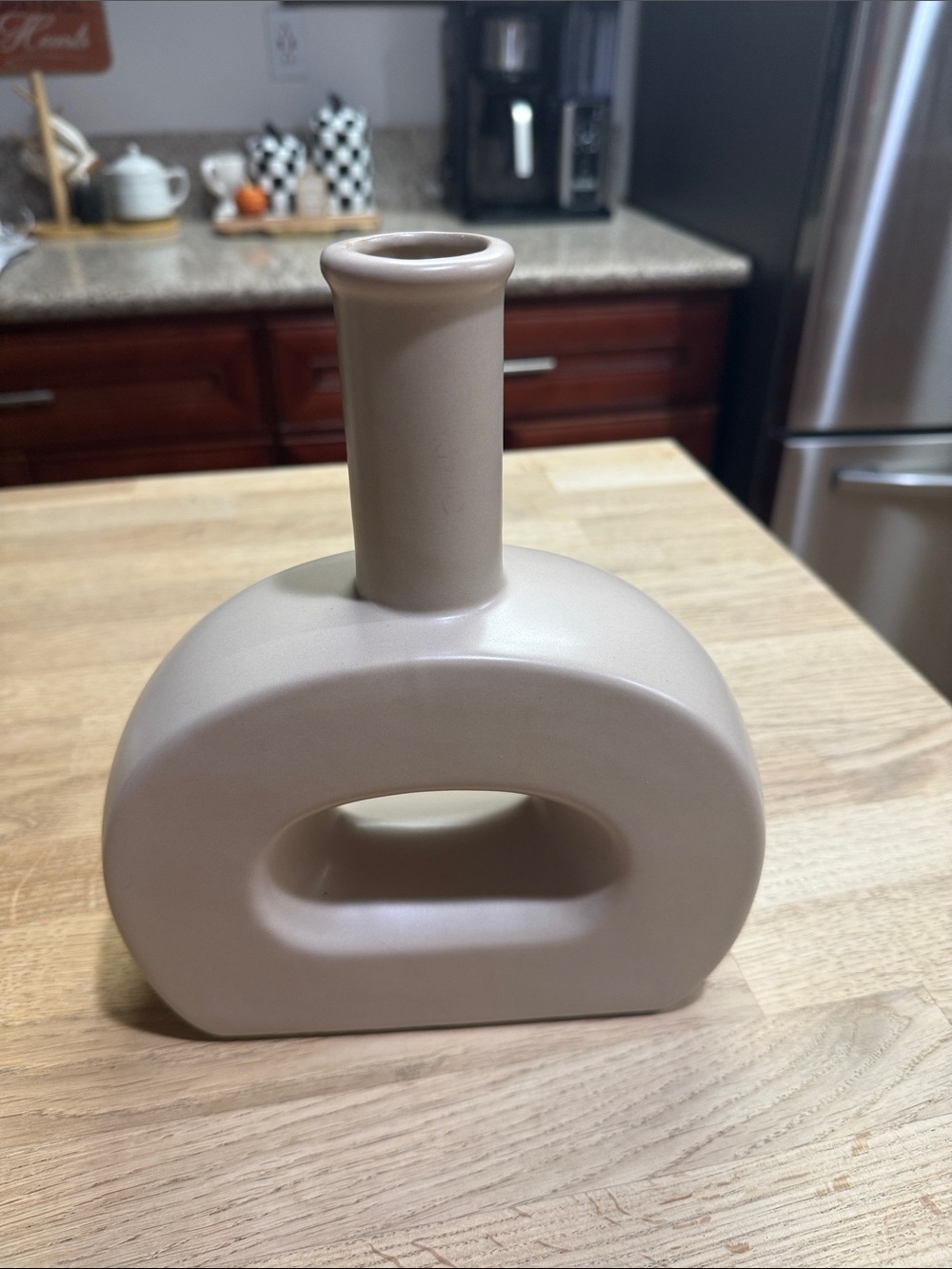 Modern Sculptural Ceramic Vase in Soft Beige